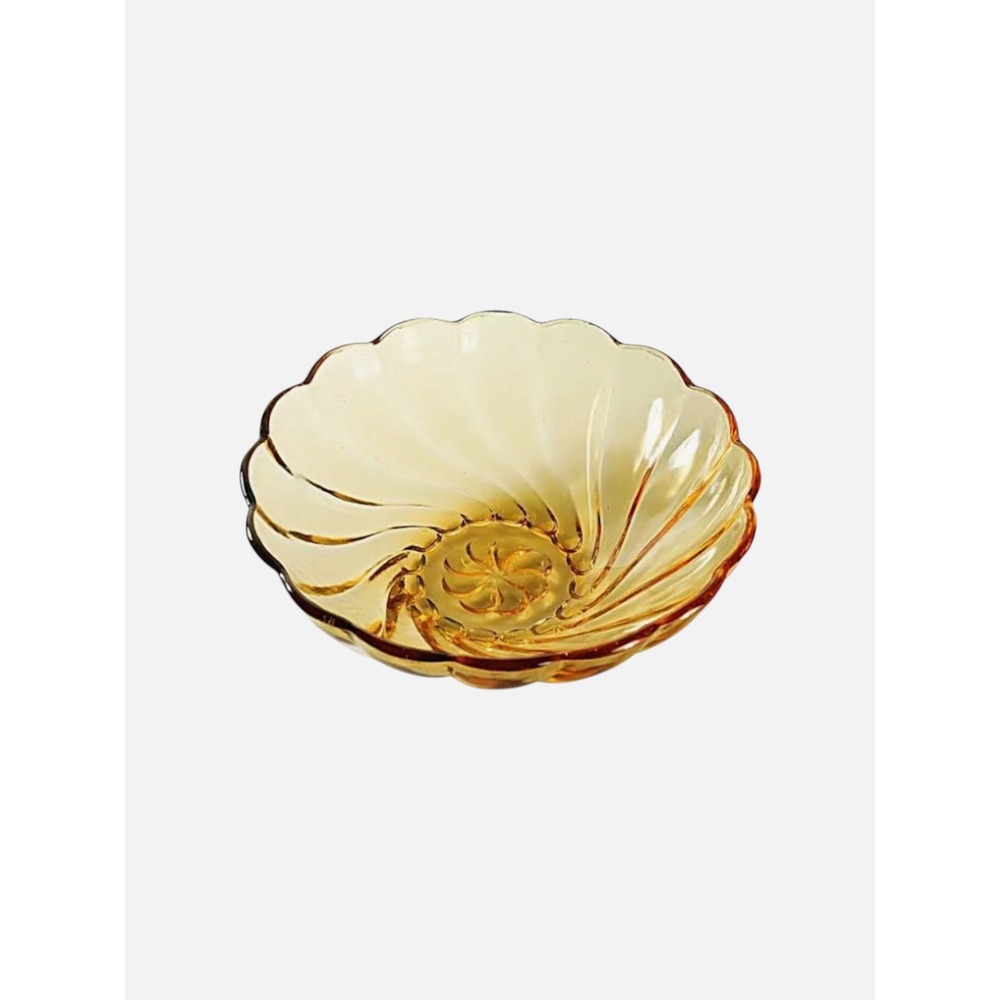 Hazel Atlas‎ Seashell Bowl 9inAmber Capri Swirl MCM Vintage